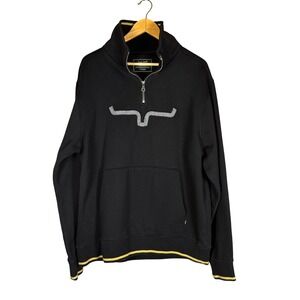 Kimes Ranch Black Quarter Zip Pullover Longhorn‎ Logo Sweatshirt Mens XL